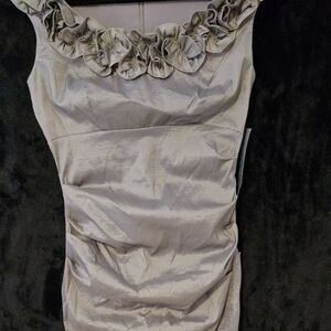 Silver midi length cocktail bridesmaid dress NWT